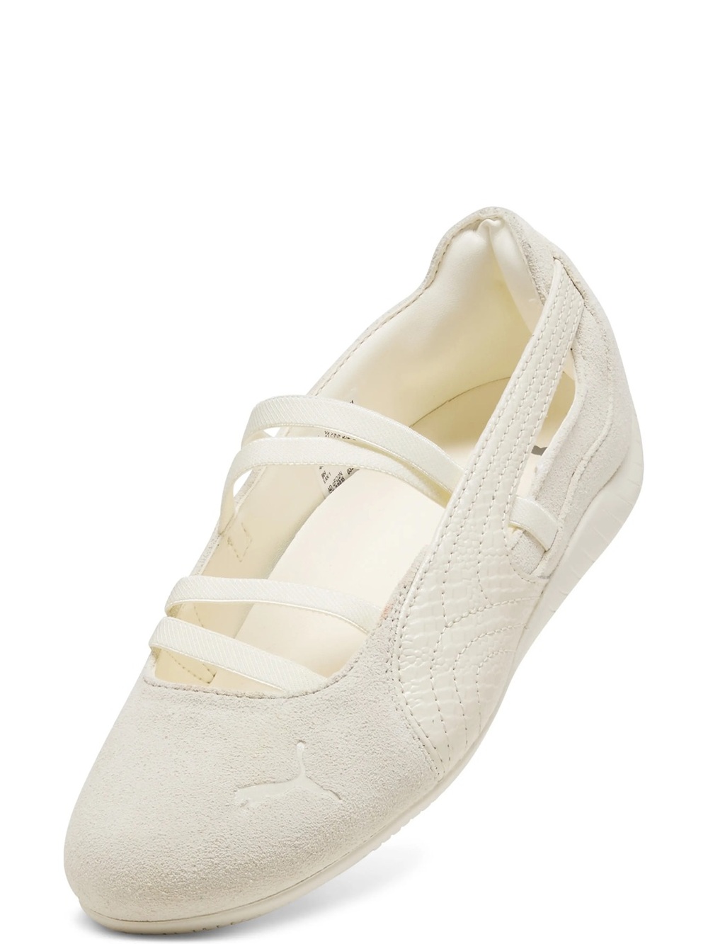 Puma Women's Cream Suede Ballet Flat with Elastic Straps
